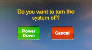 Classroom touch panel power off confirmation